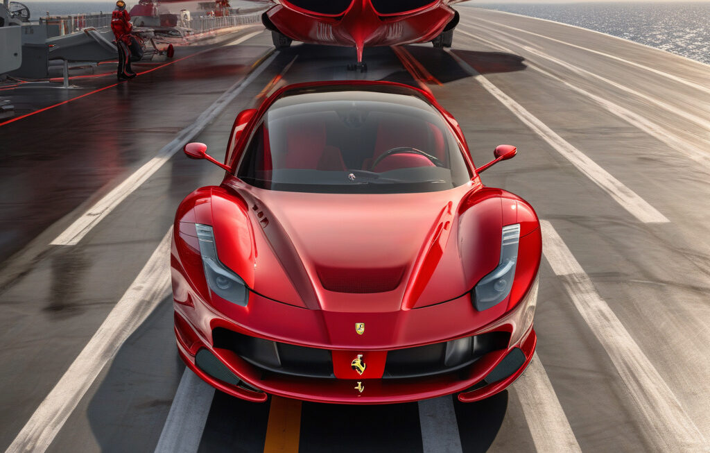 Video: Ferrari hybrid sports EV blazes 100 mph speed record on aircraft carrier deck